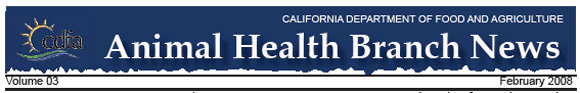 Animal Health Branch Newsletter Banner for February 2008