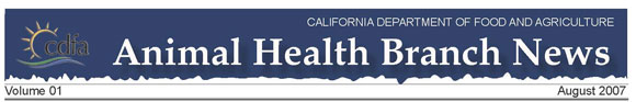 Animal Health Branch Newsletter Banner for August 2007