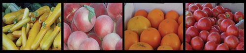 California Organic Program, yellow squash, peaches, oranges and tomatoes