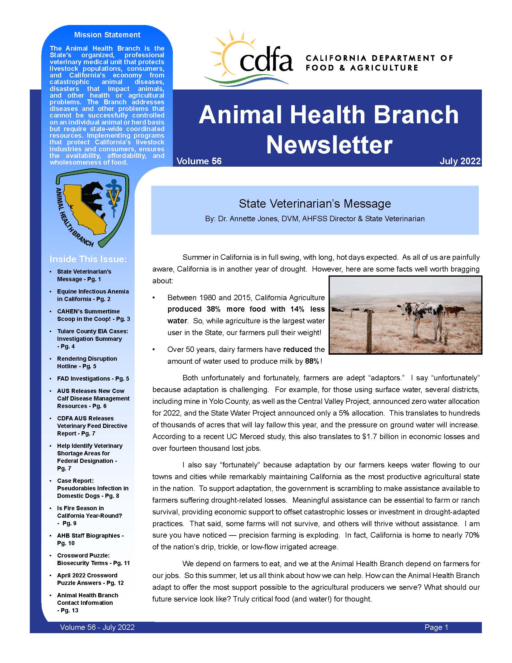 July 2022 Newsletter front cover