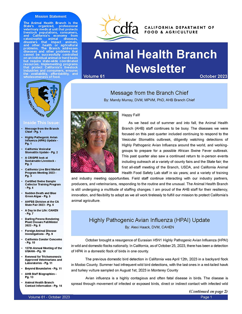 October 2023 Newsletter front cover