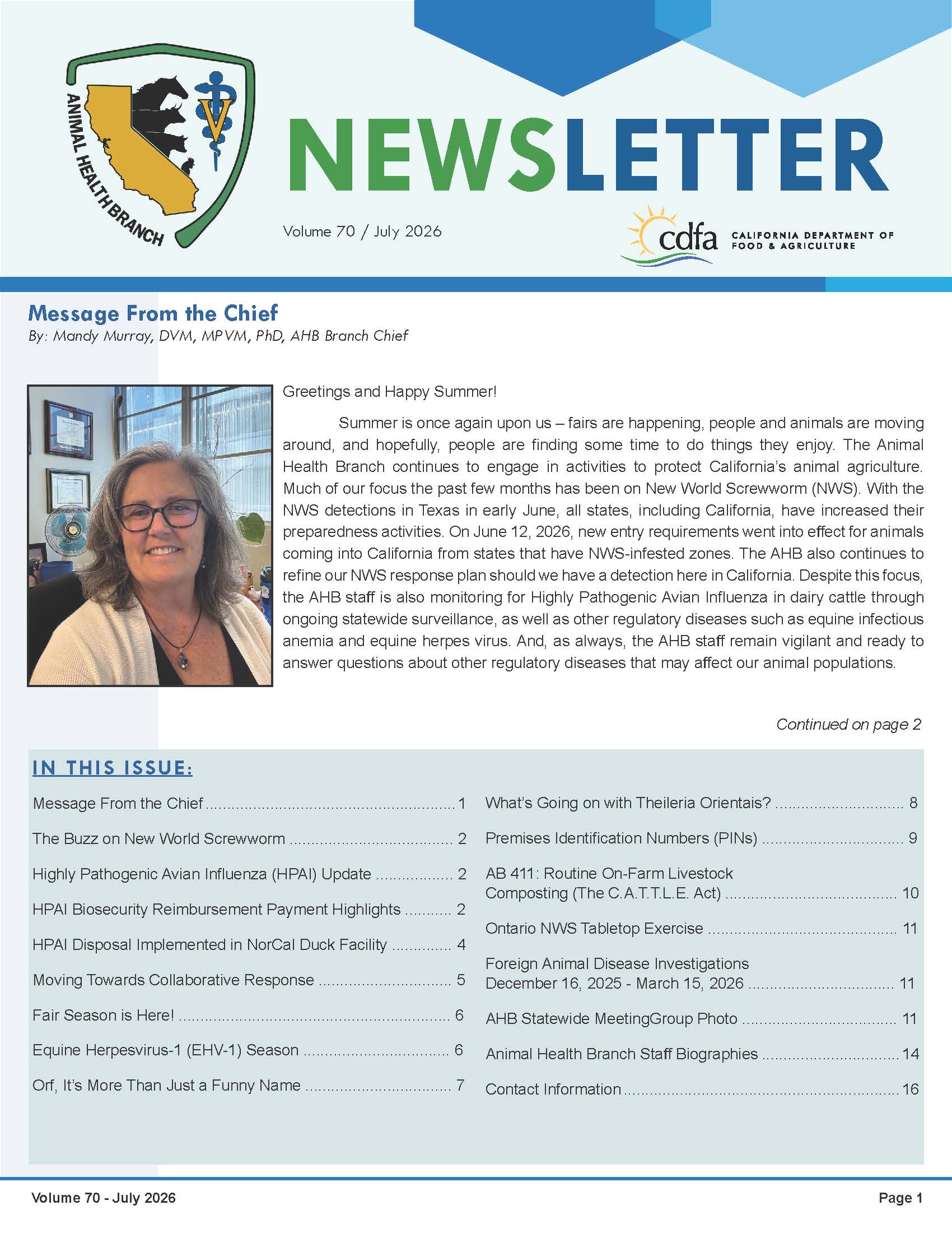 July 2026 Newsletter front cover