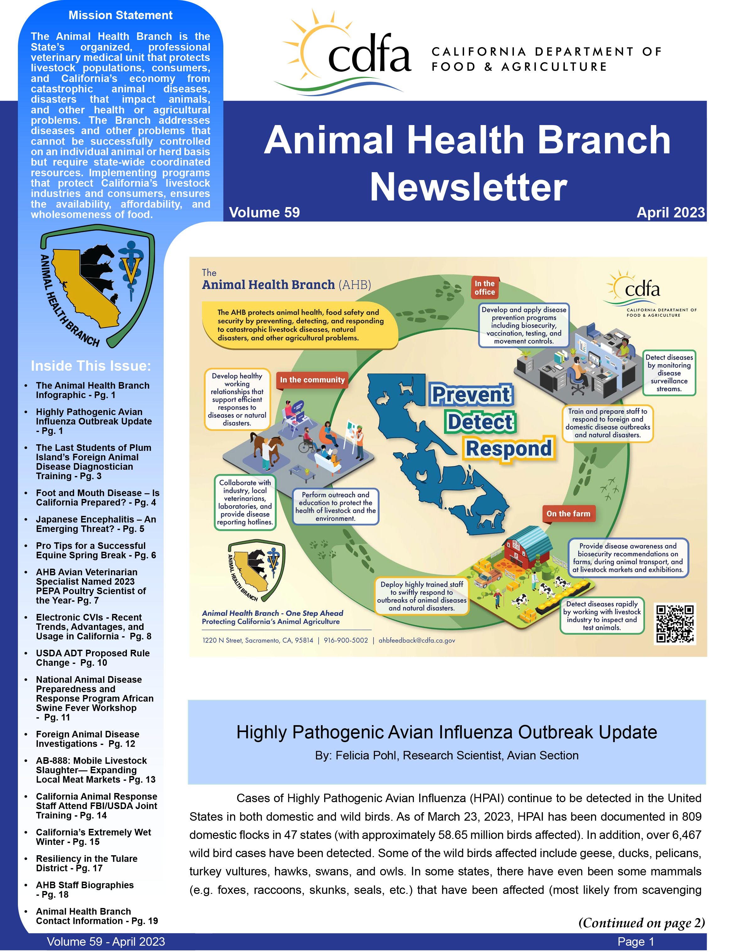 April 2023 Newsletter front cover