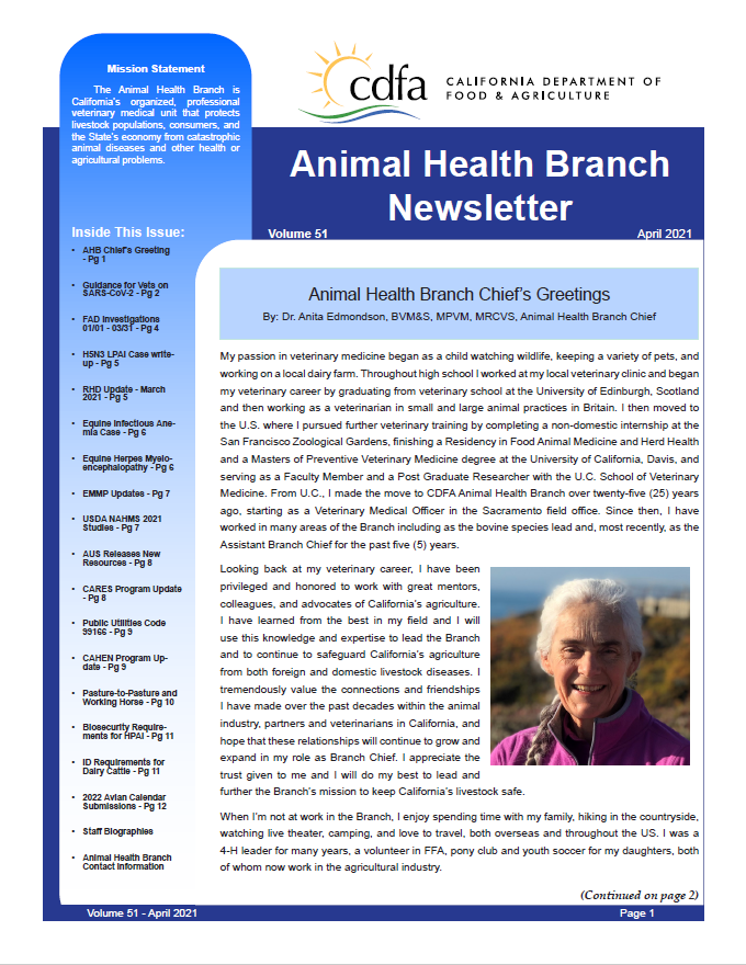 April 2021 Newsletter front cover