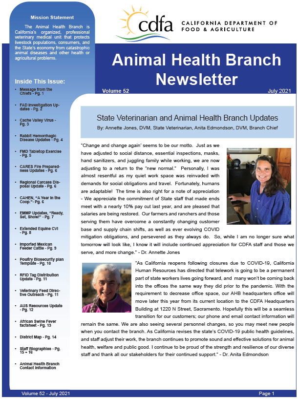 July 2021 Newsletter front cover