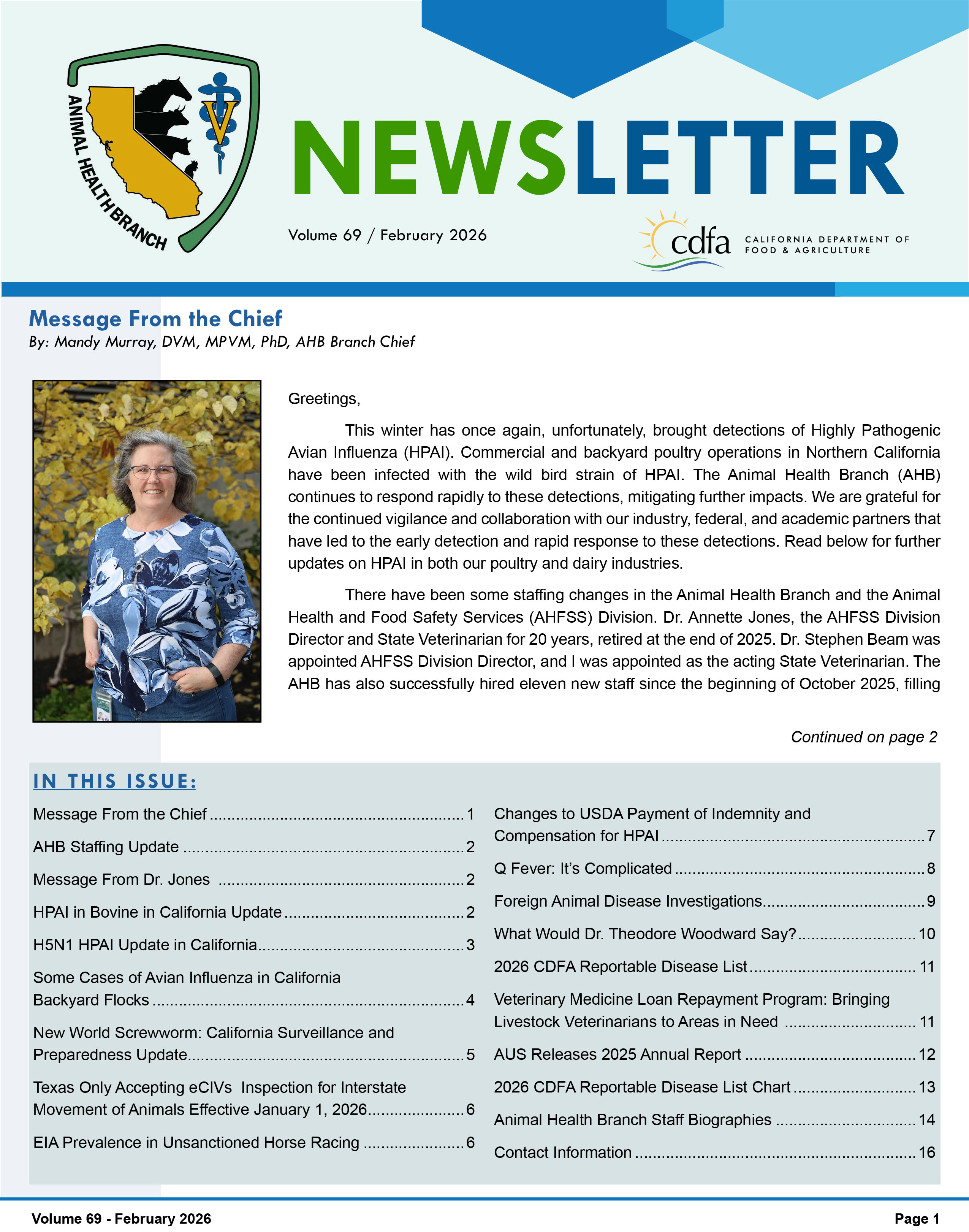 February 2026 Newsletter front cover