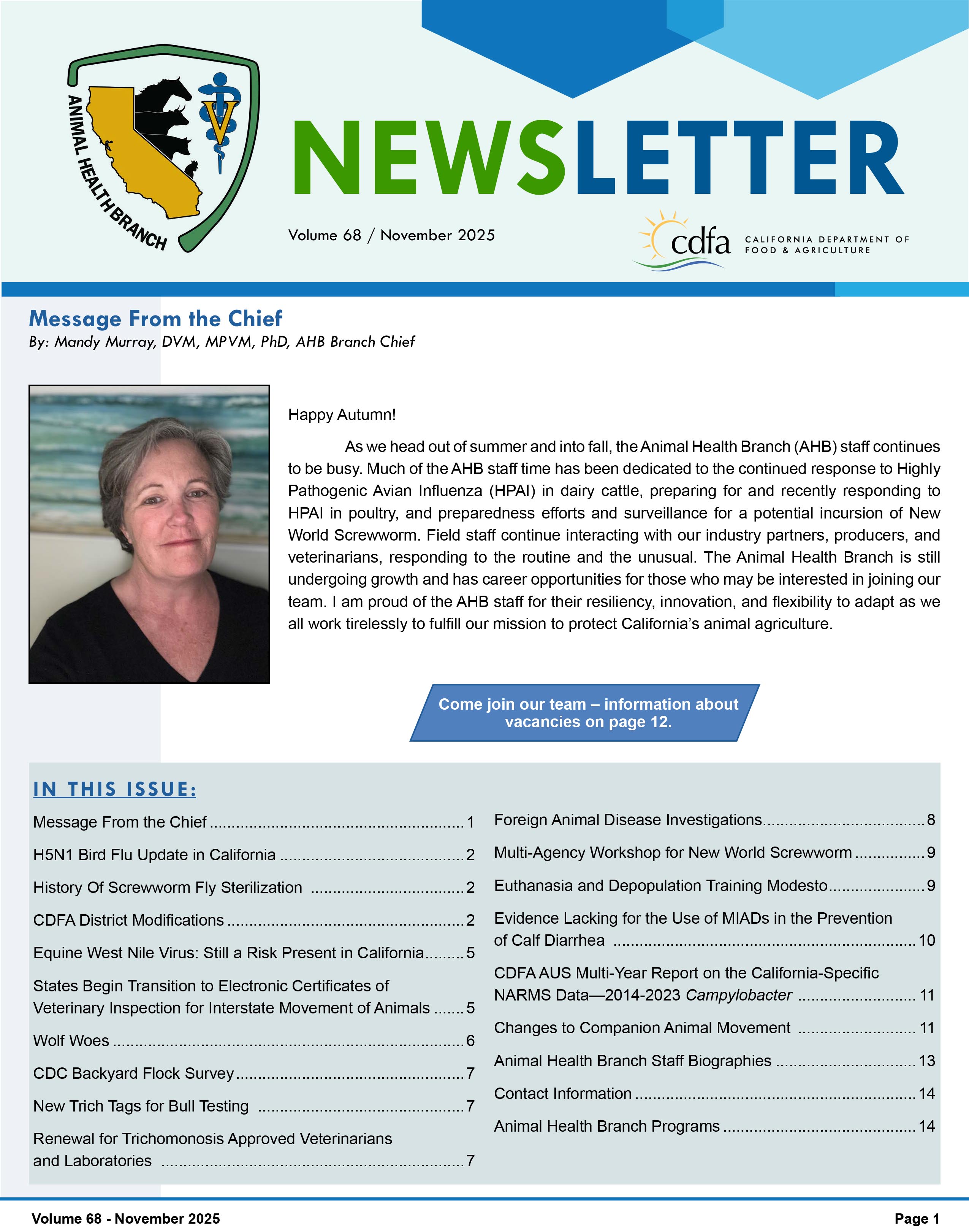 November 2025 Newsletter front cover