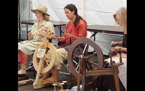 Attractions at fairs are educational and interesting, like this spinning demonstration. Nevada County Fair, Grass Valley