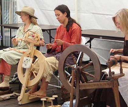 Attractions at fairs are educational and interesting, like this spinning demonstration. Nevada County Fair, Grass Valley