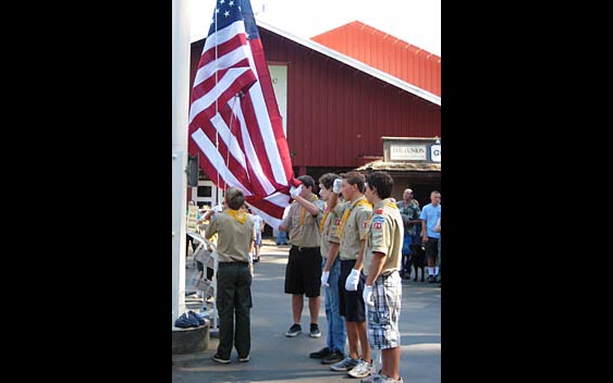 Boy Scouts raising the American Flag. Nevada County Fair, Grass Valley