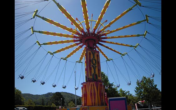 A carnival ride with swings