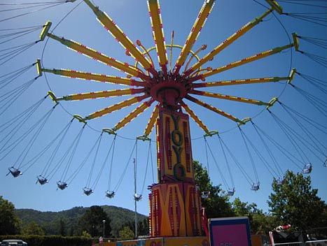 A carnival ride with swings