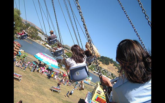 The swing ride from the perspective of a rider