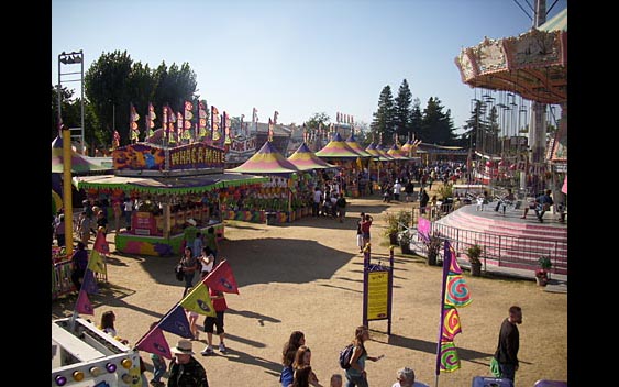 A view of the rides and midway games