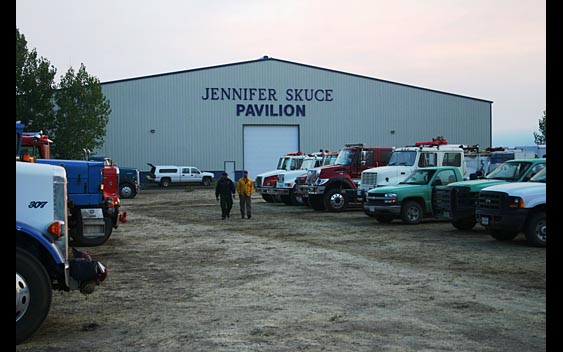 A large parking lot for emergency vehicles. Inter Mountain Fair of Shasta County, McArthur