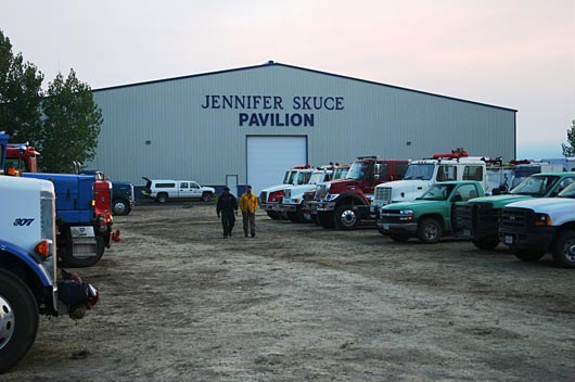 A large parking lot for emergency vehicles. Inter Mountain Fair of Shasta County, McArthur