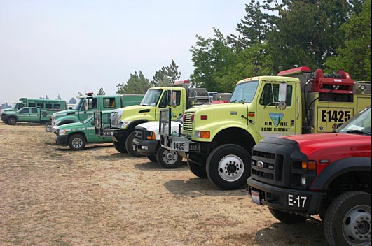 Large parking lots at fairs are ideal for emergency staging. Inter Mountain Fair of Shasta County, McArthur