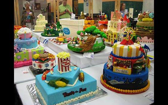 Decorated cakes on display to be judged