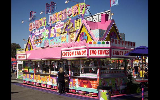 Indulge your sweet tooth with some cotton candy or a caramel apple. Orange County Fair, Costa Mesa