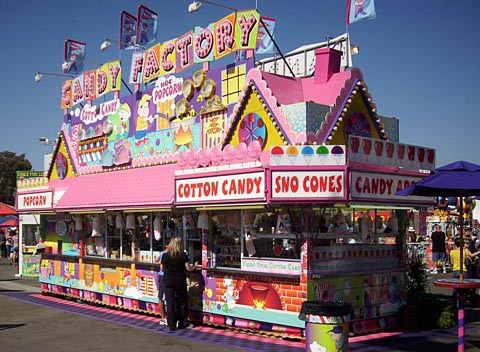 A Candy Factory selling cotton candy and sno cones