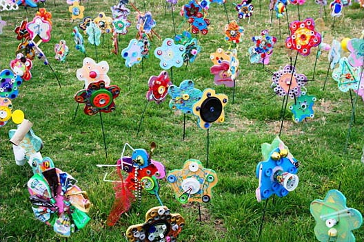 A colorful and creative exhibit of children's art using recycled materials. San Diego County Fair, Del Mar