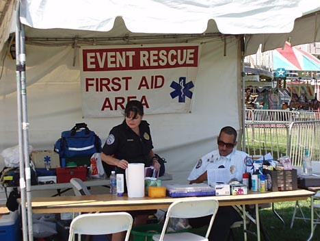 First Aid station with trained personnel ready to help. The Valley Fair, Sherman Oaks