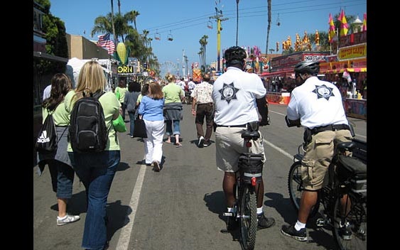 Plentiful security personnel on site patrolling the grounds. San Diego County Fair, Del Mar