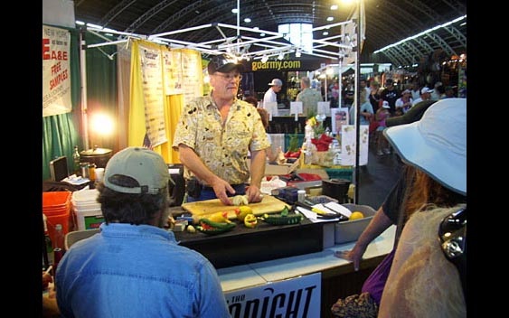 Fairgoers watching a cooking demonstration. Sonoma County Fair, Santa Rosa