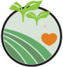 Graphic of a field, plants and a heart