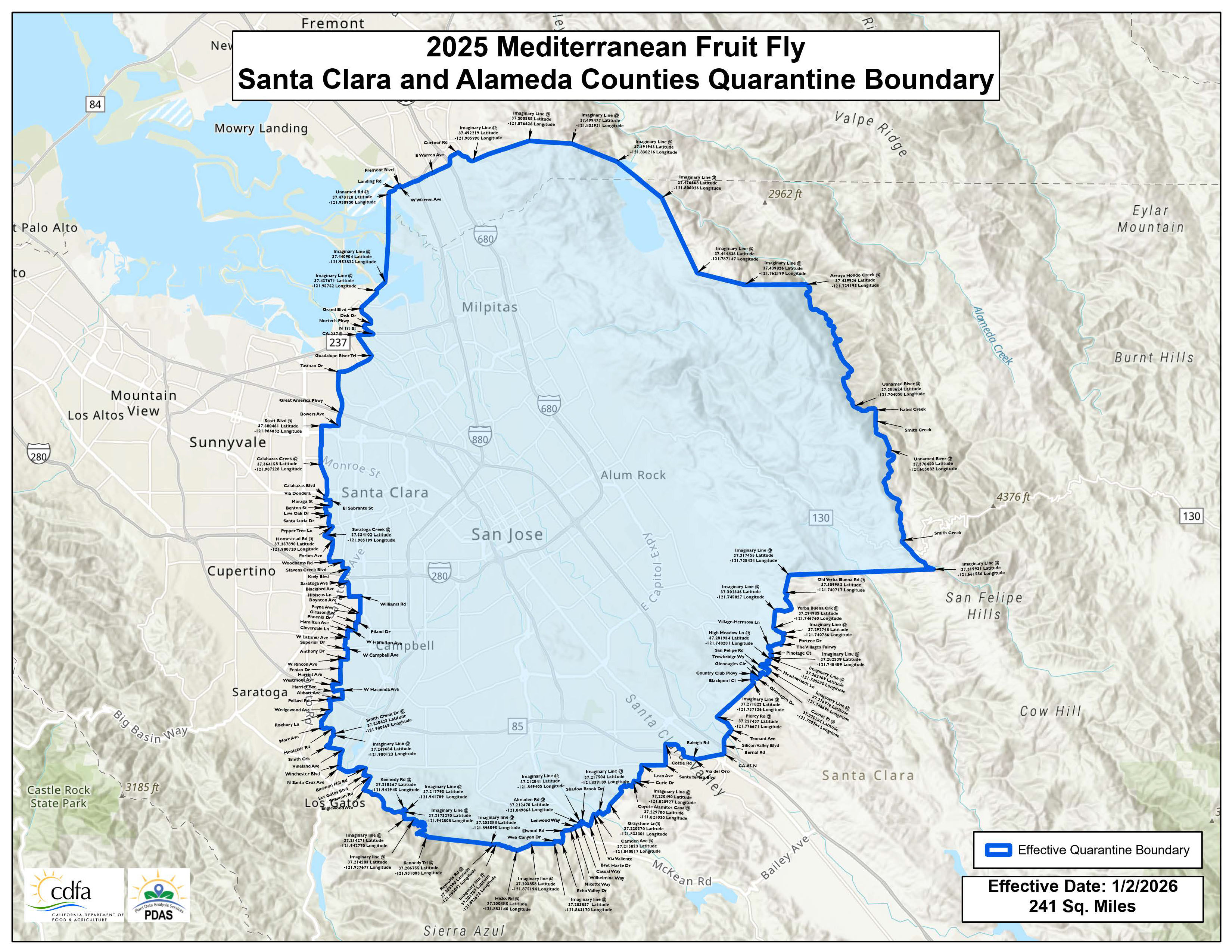 Mediterranean Fruit Fly Quarantine Santa Clara and Alameda Co. - San Jose Area Regulated Establishments