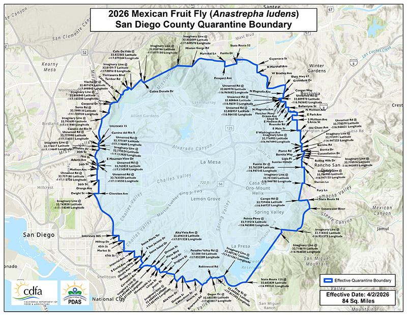 Mexican Fruit Fly Quarantine San Diego Counties Overview