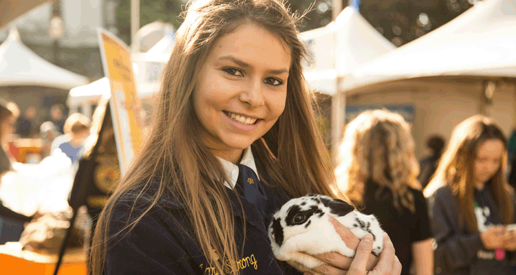 FFA youth with rabbit