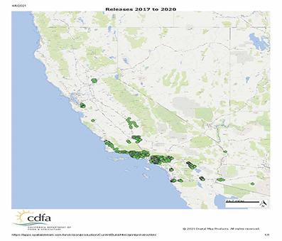 Actual releases in California during Augmentation phase