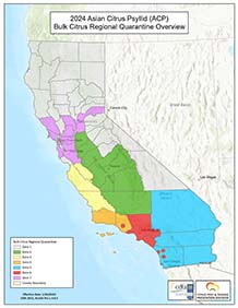 Map for Bulk Citrus Regional Quarantine Zones