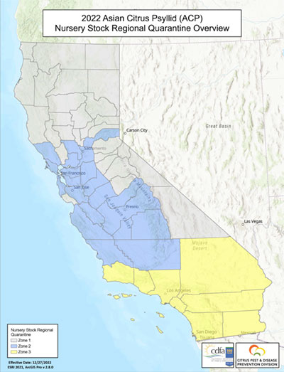 Host Nursery Stock Regional Quarantine Zones