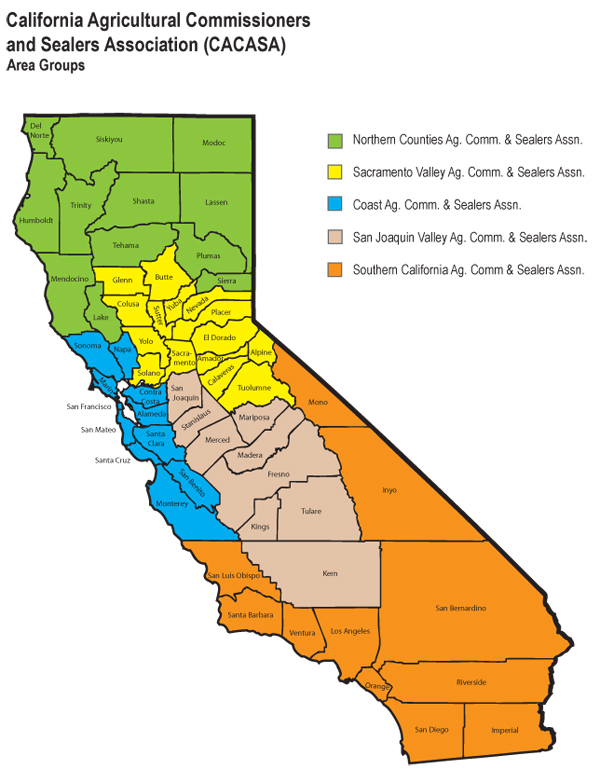 California Agricultural Commissioners and Sealers Association (CACASA) Area Groups Map