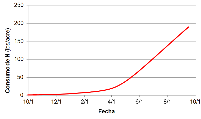 Curva de consumo de N en Fresas