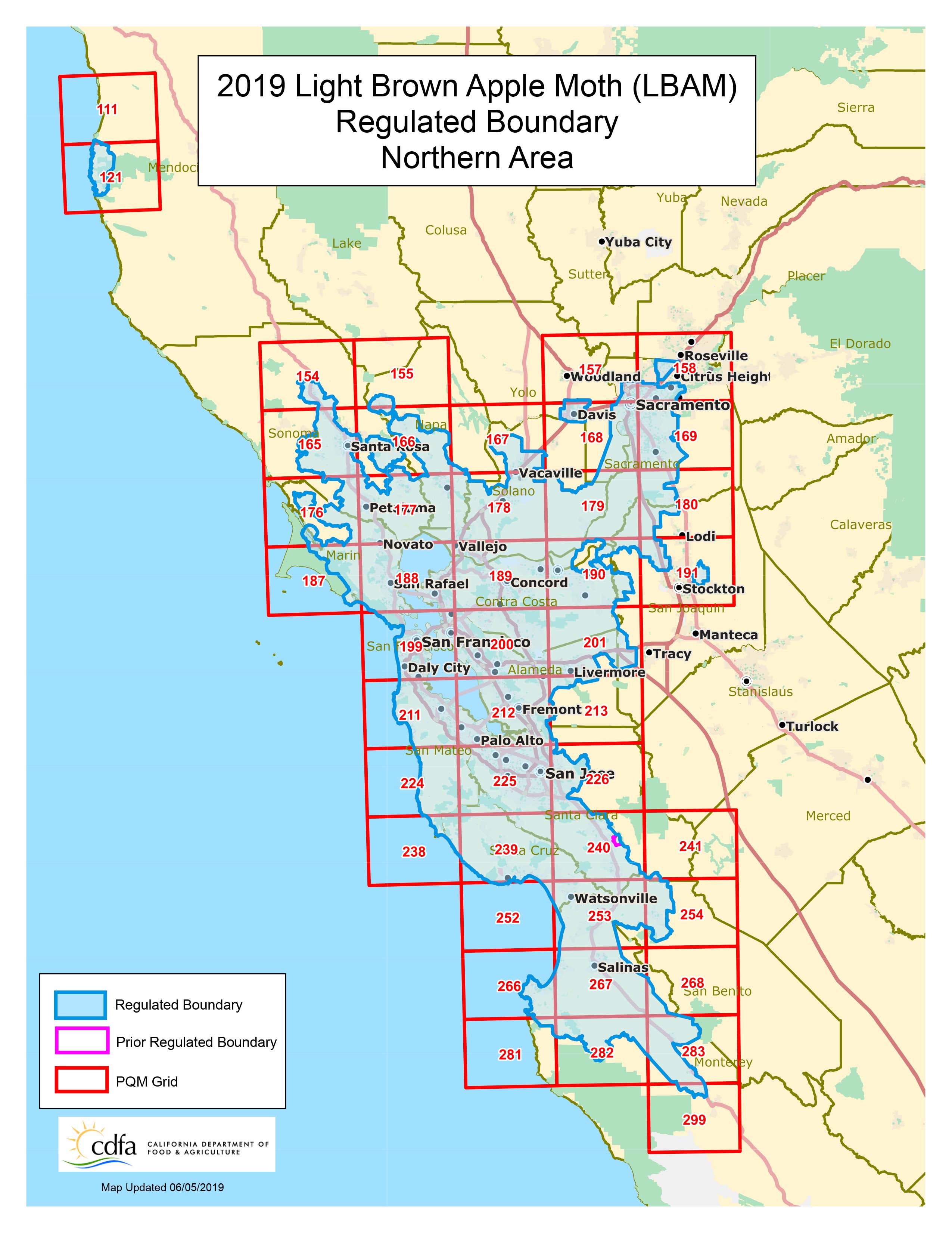 Pest Exclusion Quarantine Map, Northern California Area