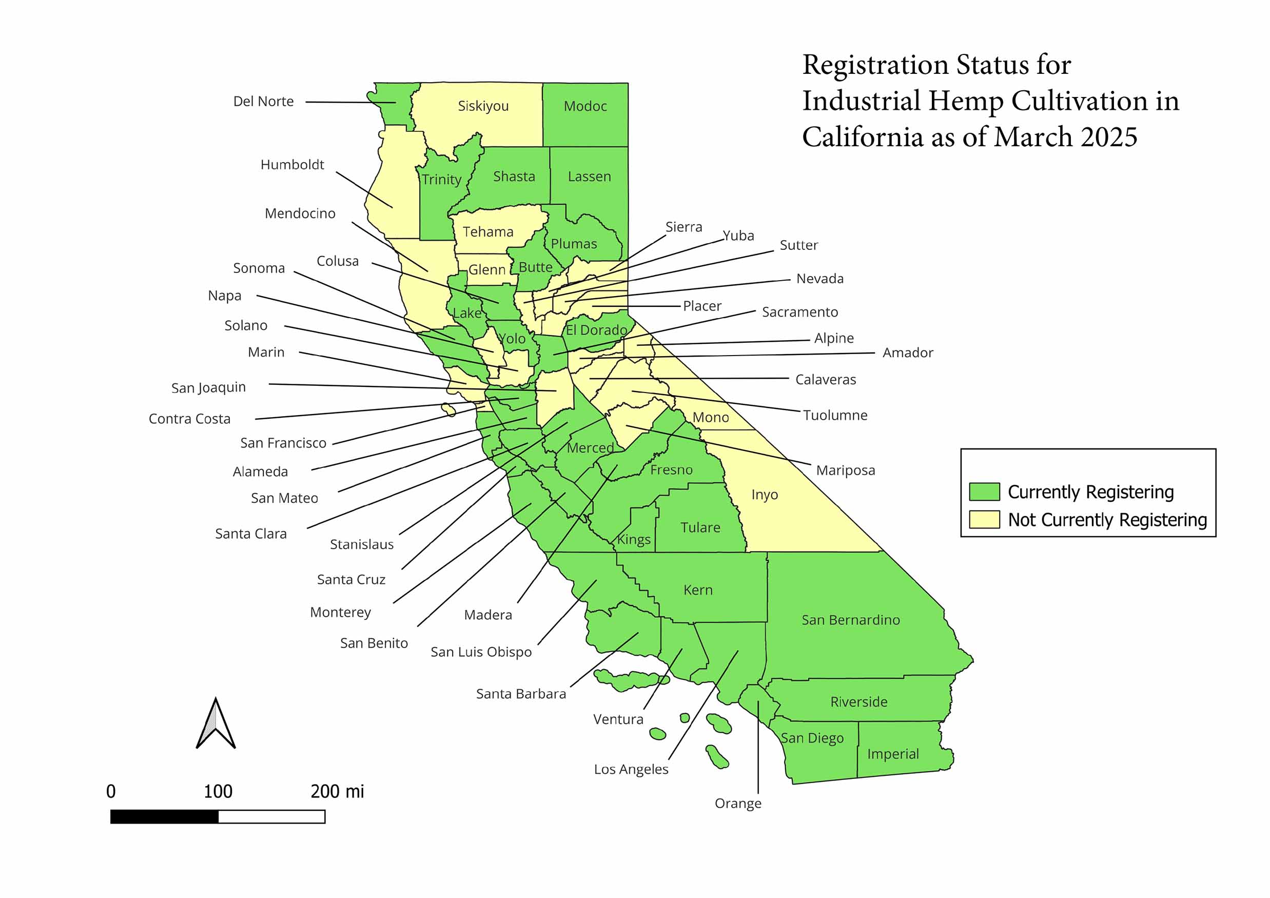Registration Status for Industrial Hemp Cultivation in California