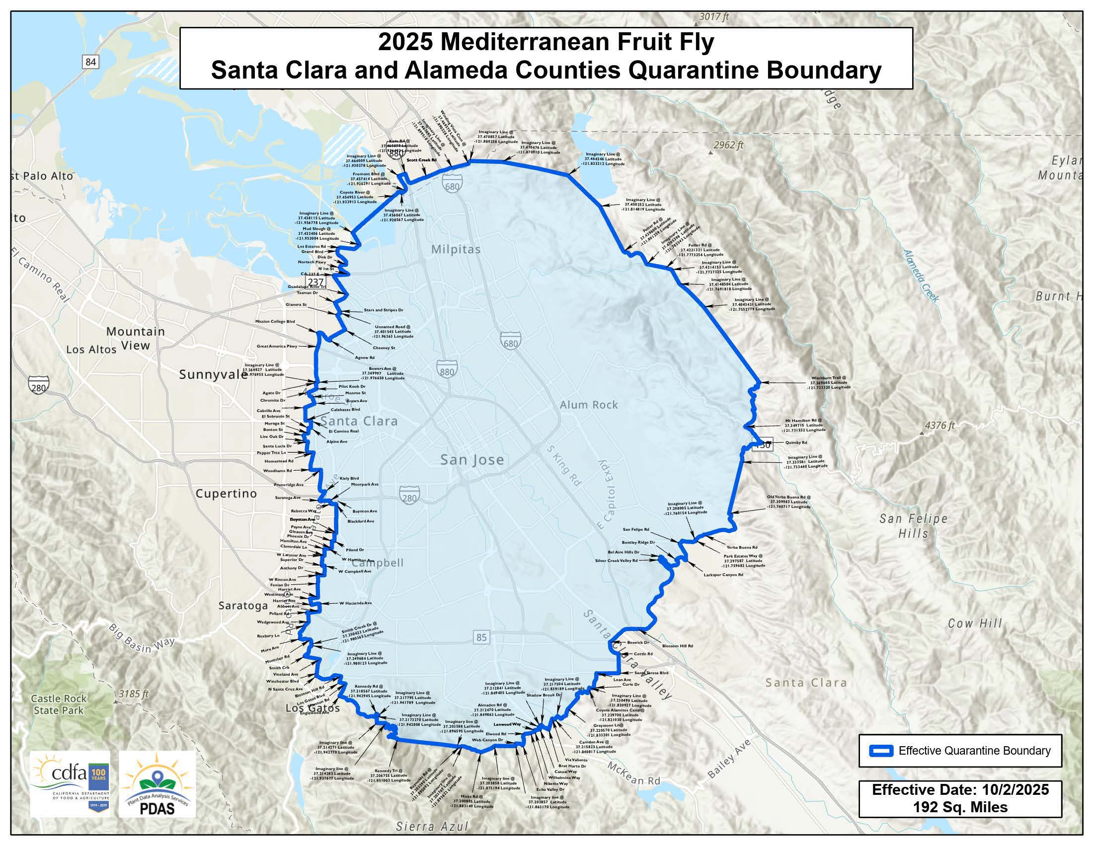 Mediterranean Fruit Fly Quarantine Santa Clara and Alameda Co. - San Jose Area Regulated Establishments
