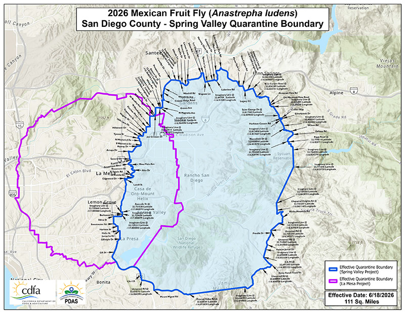 Mexican Fruit Fly Quarantine Spring Valley - San Diego Counties Overview
